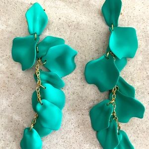 Mint green rose petal earrings